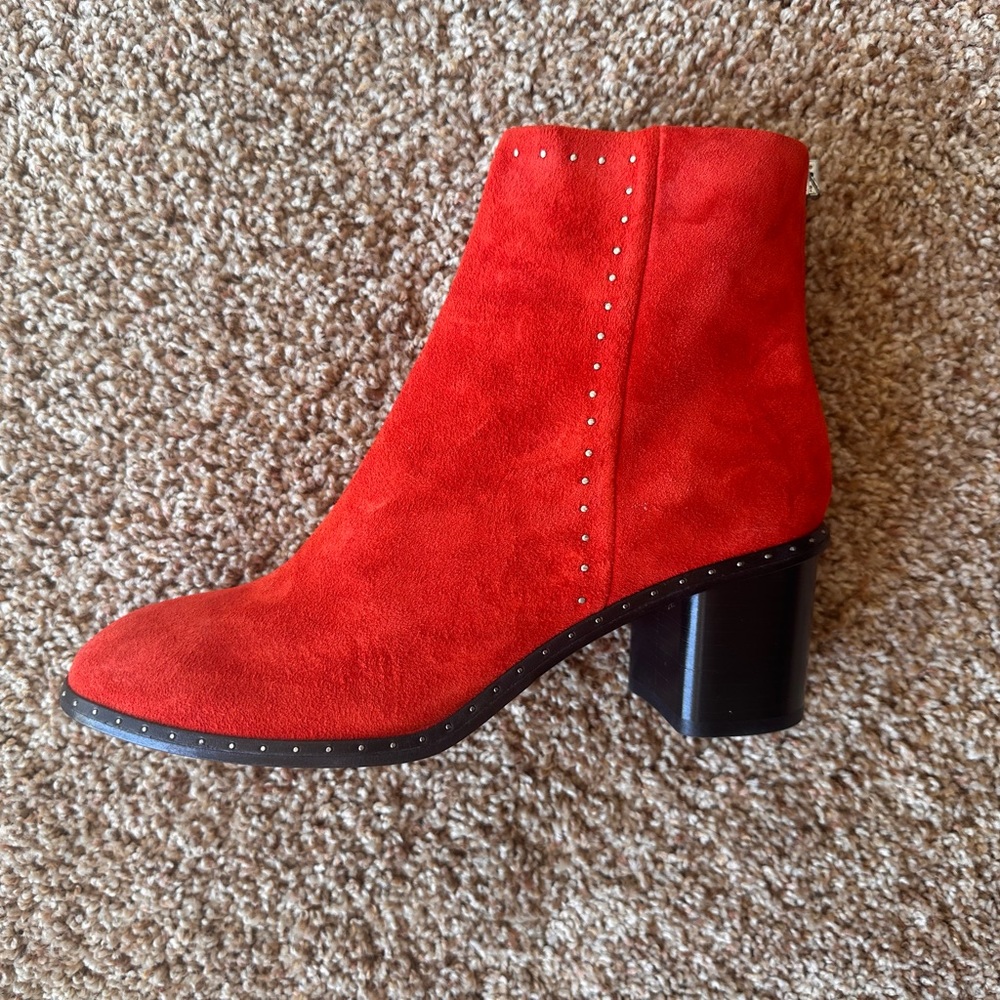 Rag & Bone New Willow Stud Boot in beautiful red suede.